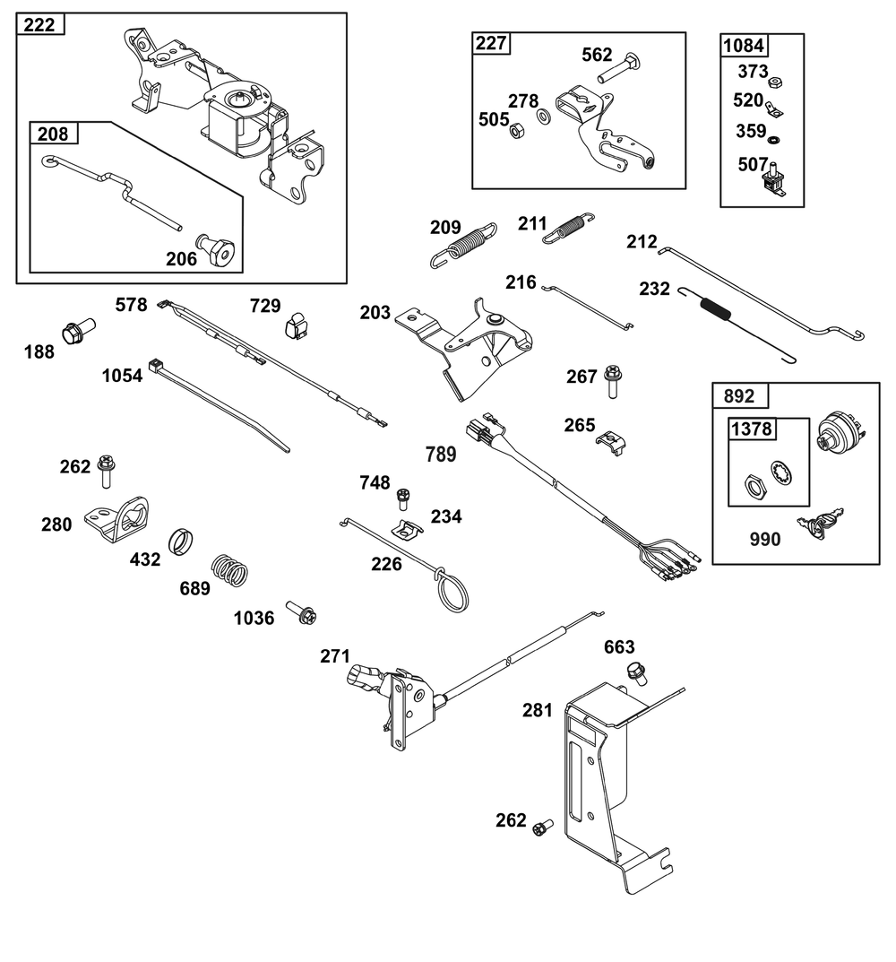 Controls Group Diagram and Parts List for 296447-0011-H5 200000 - 399999 Briggs and Stratton Engine